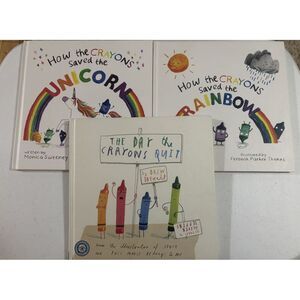 Lot Of 3 The Day the‎ Crayons Quit  How the Crayons Saved the Unicorn/Rainbow